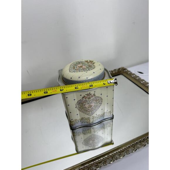 Vintage Rectangular Heart Tea Tin With Lid Cottagecore - Picture 8 of 9